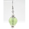 Handgefertigte Ohrringe aus hellgrünem Lampwork-Glas und versilbertem Messing, Vintage-Stil, französisches