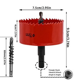 75mm Hole Saws Cutter, HSS Bi-Metal Drill Bit for Wood, Plastic, UPVC, Fiberglass and Plasterboard