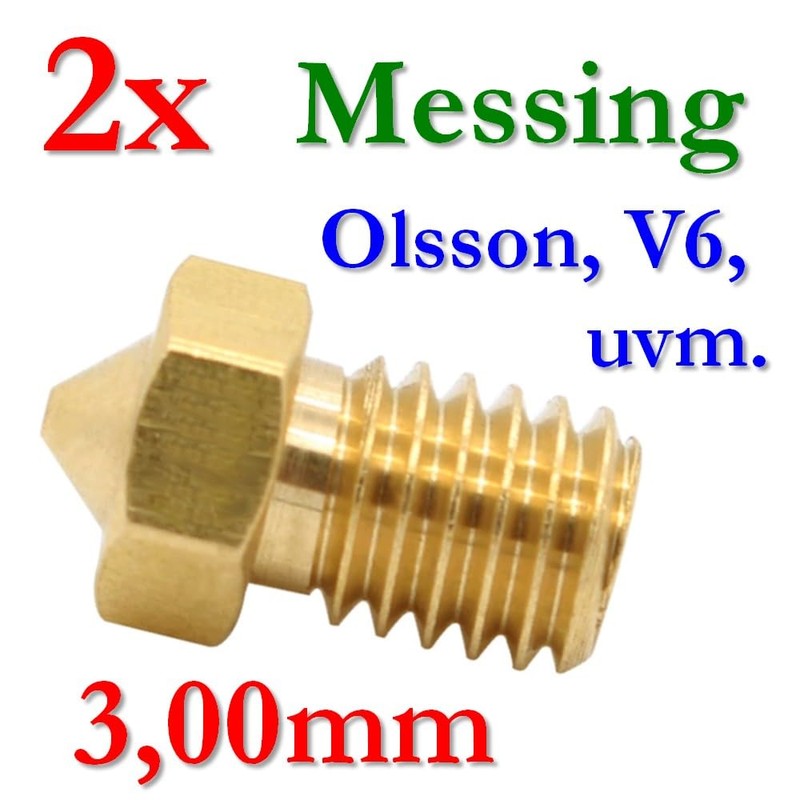 2x E3D V5 V6 JHead 0.6 mm Brass Nozzle for