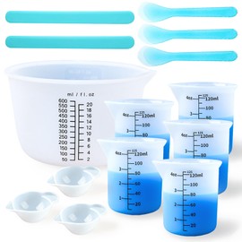 YODOYO Silicone Measuring Cups Set 600ml/20oz Accurate Scale & 125ml/4.4oz Thickened Reusable Silicone Cups for Resin Molds Silicone Stirring Stick DIY Resin Art Craft Supplies Resin Accessories