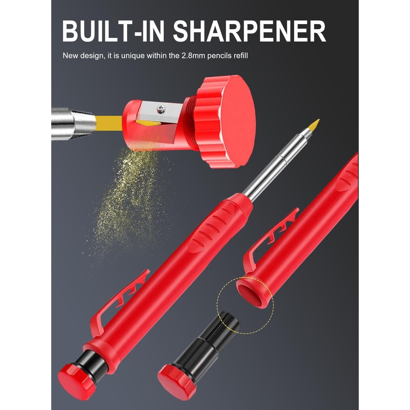 3 Pack Mechanical Carpenters Pencils Built-in Pencil Sharpener with 36