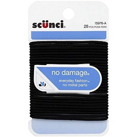 Scunci No Damage Hair Elastics, Medium, Black 28 ea (Pack of 2)