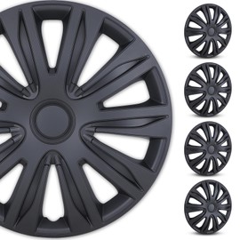 WOLFSTORM 4-Pack 13 Inches Wheel Rim Cover Hubcaps,Redesign Fashion Style Replacement Hubcaps,Car Truck SUV Hub Accessories, Matte Black