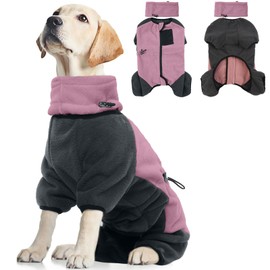 Fleece Vest Dog, Warm Dog Jumper, Removable Turtleneck & Zip for Medium Dogs, Sweatshirt, Jumpsuit, Dog Onesie, Pet Pyjamas with Pocket, Dog Jumper Jumpsuit (Pink, L)