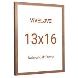 Vivelove 13x16 Picture Frame, High-End Natural Oak 13 x 16 Wooden Frame with Tempered Glass, 13x16 Wood Photo Frame for Wall, Wall Hook Included for Art Photo and Prints, Walnut