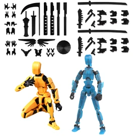 T13 Action Figure, Set of 2 with Accessories, Luminous 3D Print of Movable Figures, Action Figures with Multiple Joints, Robot Action Figure for Desktop Decoration and Collectibles