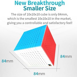 XMDCuber MoYu Meilong 10 x 10 Stickerless Speed Cube, 84 mm Magic Cube Puzzle, High Challenge 10 x 10 x 10 cm Game Toy