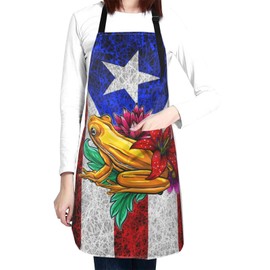 MANQINF Puerto Rico Flag Apron,Waterproof Women Men Aprons With 2 Pockets for Kitchen Cooking Baking Gardening