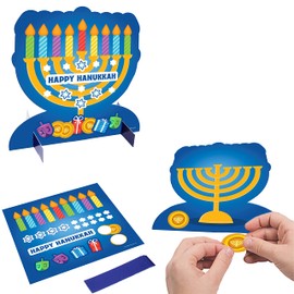 Hanukkah Decoration - 3D Menorah Sticker Scene Table Decoration (Pack of 6)