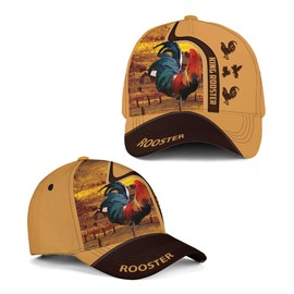 Hieprints Rooster Hat, Rooster Caps for Men Women, 3D Mexican Rooster Baseball Cap Snapback Gallo Chicken Cock Mexico Cap Hat (Rooster Brown)