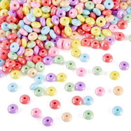Cheriswelry 350Pcs 8mm Acrylic Beads for Jewelry Making Flat Round Loose Spacer Beads Candy Color Pony Bead for DIY Keychain Phone Strap Necklace Jewelry Making Supplies