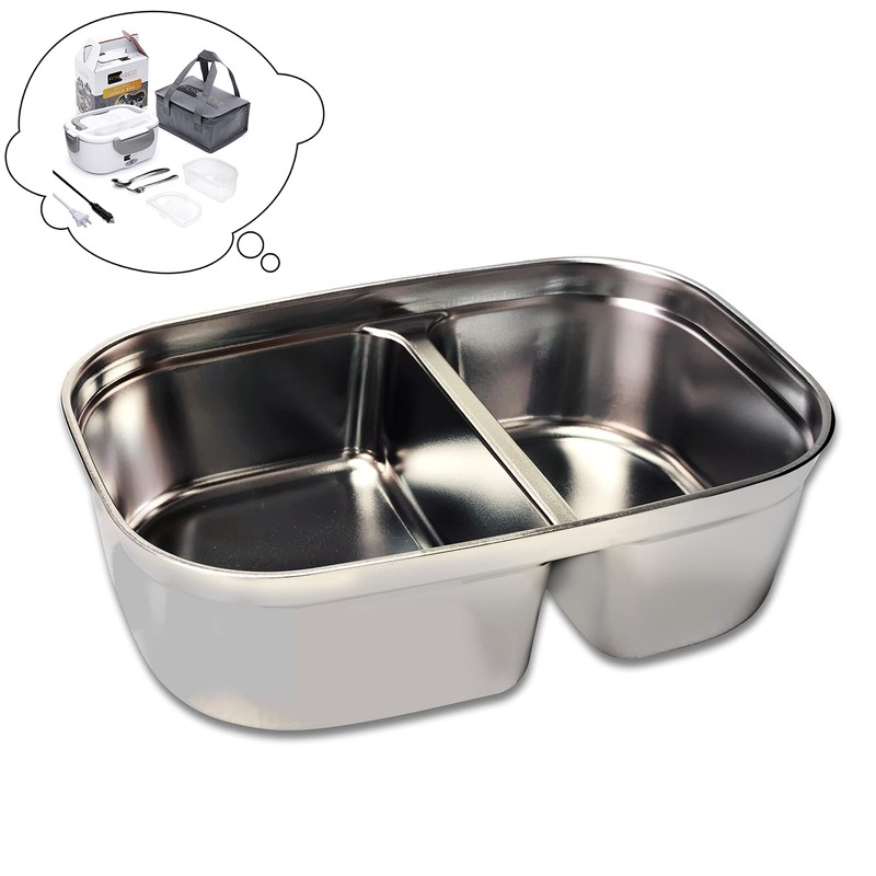 FORABEST 1.5L Upgraded Stainless Steel 2 Compartment Replacement Tray, for