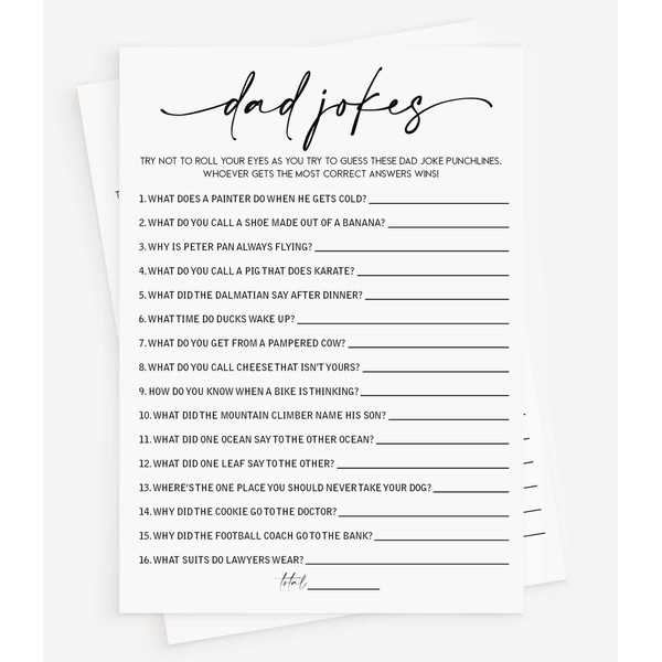 50 Baby Shower Dad Jokes Game (50-Cards) Fun Baby Shower