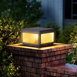 PAKEDANDUN Pillar Lights Outdoor, 9.84 Inch Modern Post Light, Column Lighting for Deck Garden Fence Patio Decorations, IP54 Waterproof, Glass Lampshade, 3000K E26 Bulb Included
