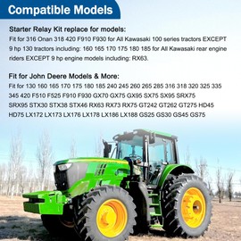 Panwarmoll Improvement Starter Relay AM107421 Fit for John Deere Kawasaki Onan 130 160 165 170 175 180 185 316 318 320 420 F510 F525 F910 F930 GX70 GX75 GX95 SX75 SX95 SRX75 SRX95 STX30 STX38 STX46 RX