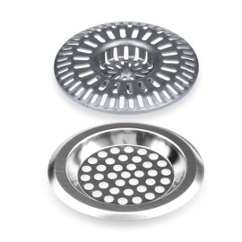 Shower Drain Hair Catchers - Bathtub Drain Covers 2 Pcs - Stainless Steel & Plastic Sink Strainers Set - Hair Stoppers 2.91 & 3.10 Inches - Drain Protectors for Kitchen, Bathroom and Laundry