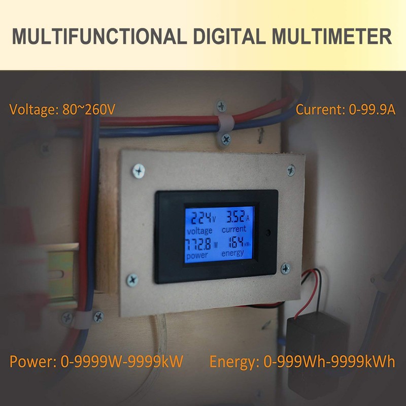AUTENS AC 100A 80-260V Voltage Ammeter Meter Multimeter with LCD