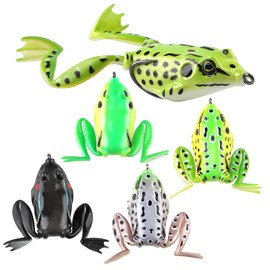 Weedless Topwater Frog Lures - 5PCS Hollow Body Frog Lures for Bass Fishing, Realistic Soft Plastic Swimbaits with Double Hooks for Freshwater Saltwater, Musky Pike Trout Snakehead