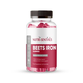 Organic Beet Root Gummies 200mg- Superfood Beets Supplement with Iron for Heart Health & Blood Pressure Support- Nitric Oxide Beets Iron Gummies for Energy & Stamina Boost- Vegan, Non-GMO- 60 Gummy