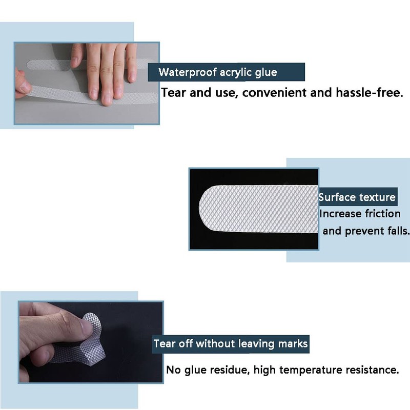 BDHI 24pcs 2cmx38cm Non-Slip Strip Stickers Transparent Anti Slip Grip