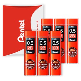 Pentel Ain Stein Mechanical Leads - Automatic / Mechanical Pencils - In Pentel Cushion Packaging - 0.5mm Class 2B - 6 Pack (240 Leads)