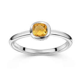 MATERIA by Matthias Wagner Square Gemstone Ring 925 Silver for Women, Gemstone, Onyx