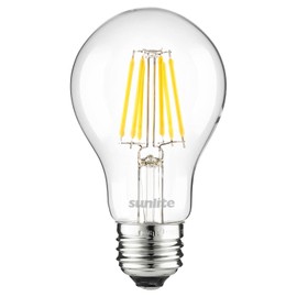 Sunlite 80188 LED Edison A19 Light Bulb, 6 Watts (40W Equivalent), 600 Lumens, Medium E26 Base, Dimmable, Clear Glass Filament, UL Listed, 2700K Warm White, 1 Count