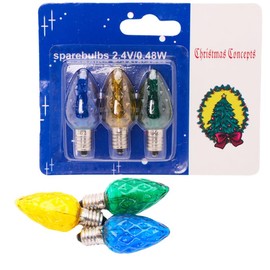 Christmas Concepts® Pack of 3 Multi-Coloured Screw in Tulip Spare Bulbs - E10 2.4V 0.48W 0.2A - Replacement Bulbs