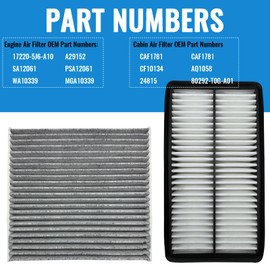 Engine Compartment Air Filter Kit - for 2016-2022 Pilot/2017-2024 Ridgeline/2019-2024 Passport/2016-2020 MDX | OE 17220-5J6-A10, 80292-SDA-A01，SA12061, WA10339, A29152