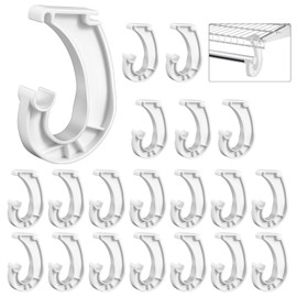Wonderjune 20 Pcs Hanging Closet Rod Support 3/4 Clothes Rod Bracket Shelving J Shaped Closet Pole Holder for Wardrobe Cabinets Storage and Curtains