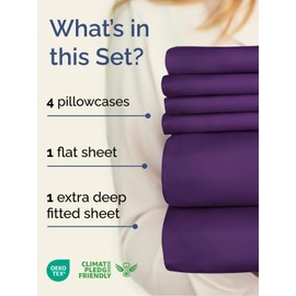 Extra Deep Queen Sheet Set - 6 Piece Breathable & Cooling Sheets - Hotel Luxury Bed Sheets Set - Easy & Secure Fit - Soft, Wrinkle Free & Comfy Sheets Set - Purple Sheet Set with Extra Deep Pockets