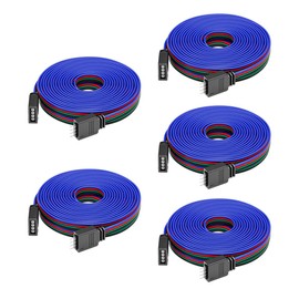 BTF-LIGHTING 5 Pack 22AWG 4 Pin JST Male to Female Plug LED Connector 6.56FT/2m Extension Cable for FCOB SMD RGB COB CCT LED Strip Lights Solderless Controller Wire