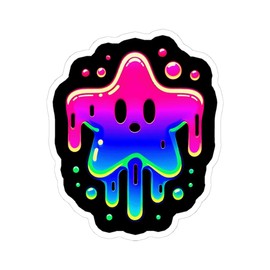 Starfish Anime Kawaii Sticker Drippy Melting Trippy Neon Psychedelic Car Laptop Water Bottle Decal 4" 6" Vinyl