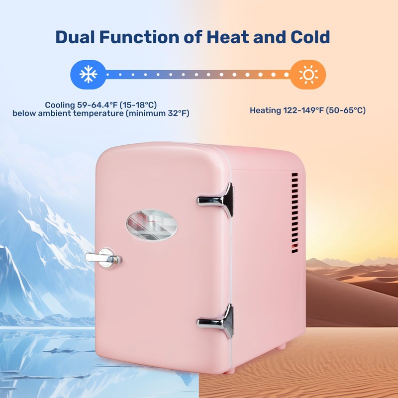 YSSOA 4L Mini Fridge with Observation Window, Portable Warmer &