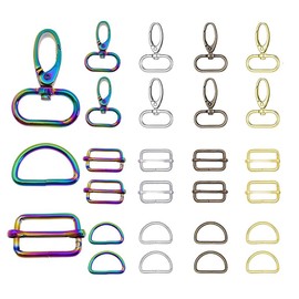 30 piezas de accesorios para hacer bolsas de níquel incluyen 10 ganchos giratorios con 10 anillos en D y 10 hebillas deslizantes ajustadoras para bolso de mascota, collar de llavero (1 pulgada)
