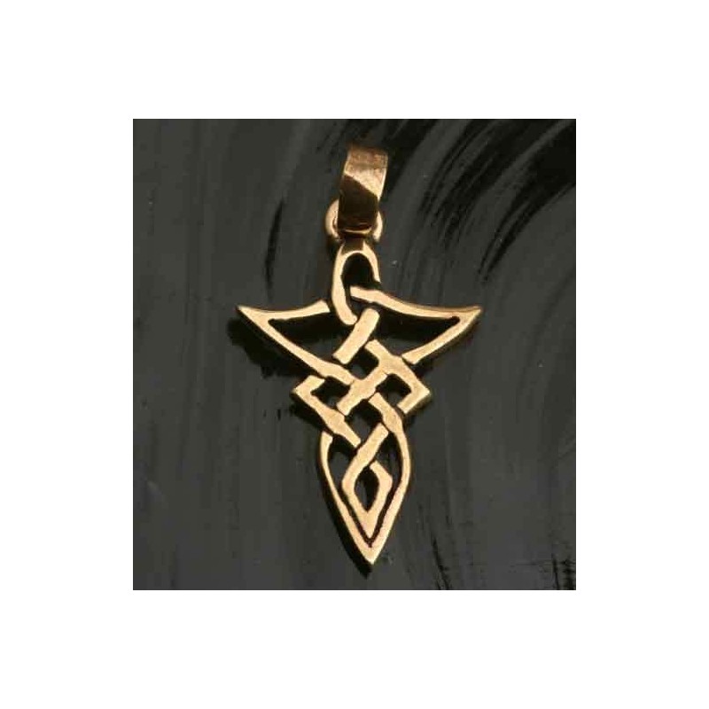 Celtic Triangle Bronze Pendant Necklace Jewellery, incl black cotton sting,