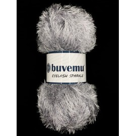 Buvemu Eyelash Sparkle Fun Fur Yarn with Eye-catching Glitter 100 Gram (3.53 Ounces) 208 Yards (190 Meters) (Silver)