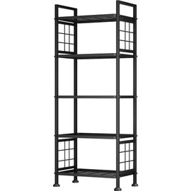 GIOTORENT 5-Tier Heavy Duty Garage Shelving Unit 750 lb Capacity, All-Carbon Steel Storage Rack for Laundry Room Organization, Kitchen Pantry Bathroom - Commercial Metal Shelves (Black)