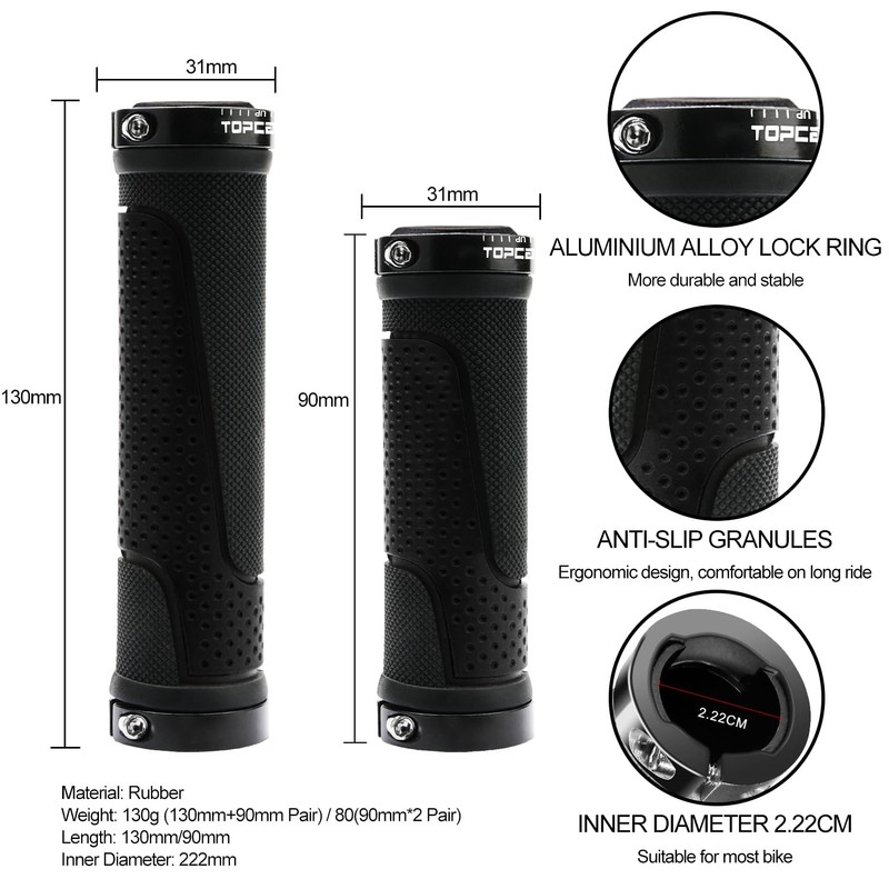 TOPCABIN Bike Grips Short Mini Bicycle Handlebar Grips Fit Many