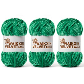 Paquete de 3 hilos gruesos de chenilla para ganchillo, hilo de bebé para ganchillo suave, hilos de terciopelo de felpa, 300 g (262.4 yardas) de hilo esponjoso para ganchillo Amigurumi (3 verde jade