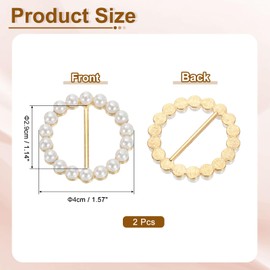 sourcing map 2pcs Silk Scarf Ring Clip, Pearl Round Shape T-Shirt Ties Clips Kit Clothes Corner Knotted Button Waist Buckle Wrap Holder for Women Shawl Shirts Clothing, Gold