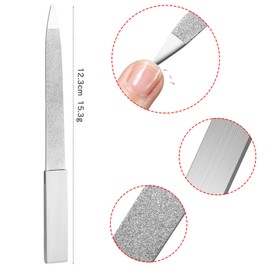 6 Pieces Diamond Nail File Stainless Steel Double Side Nail File Metal File Buffer Fingernails Toenails Manicure Files for Salon and Home (Silver, 5 Inch)