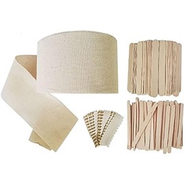 Unbleached Cotton Muslin Wax Roll Refill Kit – Pack of 3-inch x 40 yards Muslin Roll for Waxing, 200 Wooden Wax Applicator Sticks, 100 Petite Muslin Strips for Full-Body Hair Removal