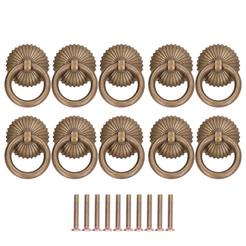10Pcs Drawer Handles Premium Brass Durable Rustproof Vintage Style Antique