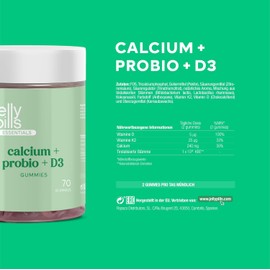 Gummies 240 mg Calcium & Probiotics with Vit D3 and K2-70 Vegan Gummies with Strawberry Flavour for Your Bones, Muscles and Teeth - 1 Billion CFU - No Added Sugar