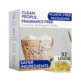 The Clean People Fragrance Free Laundry Detergent Pods - Hypoallergenic Laundry Pods - Ultra Concentrated, Recyclable Packaging, Stain Fighting - Fragrance Free, 32 Pack