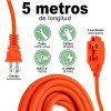 Multicontacto de 3 tomas Kitul extensión 5mcolor naranja largo del