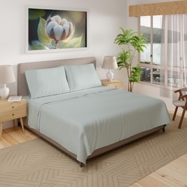 SUPREME ELEGANCE Organic Cotton Bed Sheets Full, 100% Cotton 300 Thread Count Soft Gray Full Size Sheets Set, Deep Pockets Percale Sheets, Cool & Crisp, Soft Gray