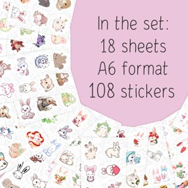 100Pcs Bunny and Rabbit Stickers for Water Bottle and Laptop - Bunny Party Favors & Decorations, Waterproof Vinyl Decals, Cute Animal and Pet Stickers
