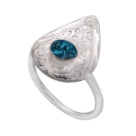 Londoner blauer Topas im Labor gezüchtet Edelstein-für Herren und Damen, alle Größen, 925 Sterling Silber Band Ring, Geschenkartikel, Schmuck TSR1003AT_27 (73 (23.2))